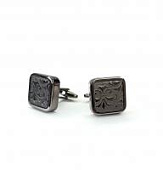 Запонки Cufflinks Inc. Квадрат черный металлик с лилией CF25 Запонки Cufflinks Inc. Квадрат черный металлик с лилией CF25