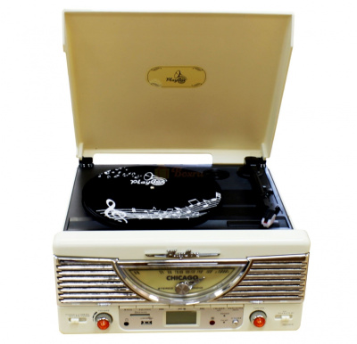 Ретро-проигрыватель Playbox Chicago PB-103U, кремовый Ретро-проигрыватель Playbox Chicago PB-103U, кремовый