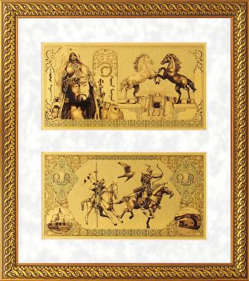 Картина на сусальном золоте «Деньги Чингисхана»