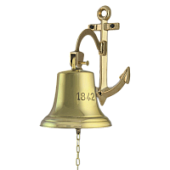 Колокол корабельный "1842" на кронштейне d18 см. Колокол корабельный "1842" на кронштейне d18 см.