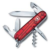 Нож перочинный VICTORINOX Spartan, 91 мм, 12 функций, полупрозрачный красный Нож перочинный VICTORINOX Spartan, 91 мм, 12 функций, полупрозрачный красный