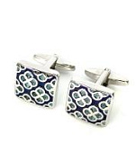 Запонки Cufflinks Inc. Синий квадрат с цветами. Эмаль. CF57 Запонки Cufflinks Inc. Синий квадрат с цветами. Эмаль. CF57