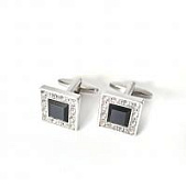 Запонки Cufflinks Inc. Черный квадратный камень с белыми стразами CF22 Запонки Cufflinks Inc. Черный квадратный камень с белыми стразами CF22