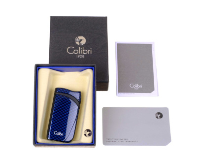 Зажигалка сигарная Colibri Falcon, синий карбон, LI310T8