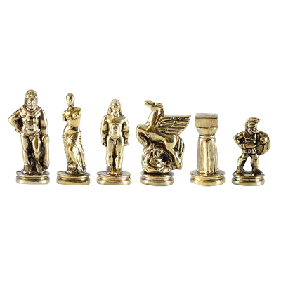 Шахматный набор "Древняя Спарта" (28х28 см),  доска патинированная с орнаментом