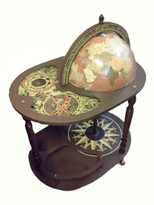 Глобус-бар Zoffoli напольный со столиком, сфера 40 см арт.Z-44.4RU (современная карта мира на русском языке)