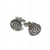 Запонки Cufflinks Inc. Круг с винтажным рисунком по черной эмали CF03 Запонки Cufflinks Inc. Круг с винтажным рисунком по черной эмали CF03