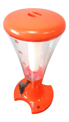 Диспенсер для напитков Пивная Башня "Светильник", с подсветкой, 3л, колба для льда, красная
