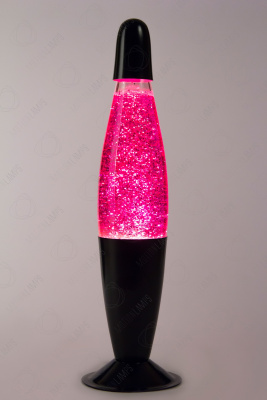 Лава лампа 33см Black Розовая/Блёстки (Глиттер)