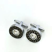 Запонки Cufflinks Inc. Diamond Черные круглые с белым стразом CF41 Запонки Cufflinks Inc. Diamond Черные круглые с белым стразом CF41